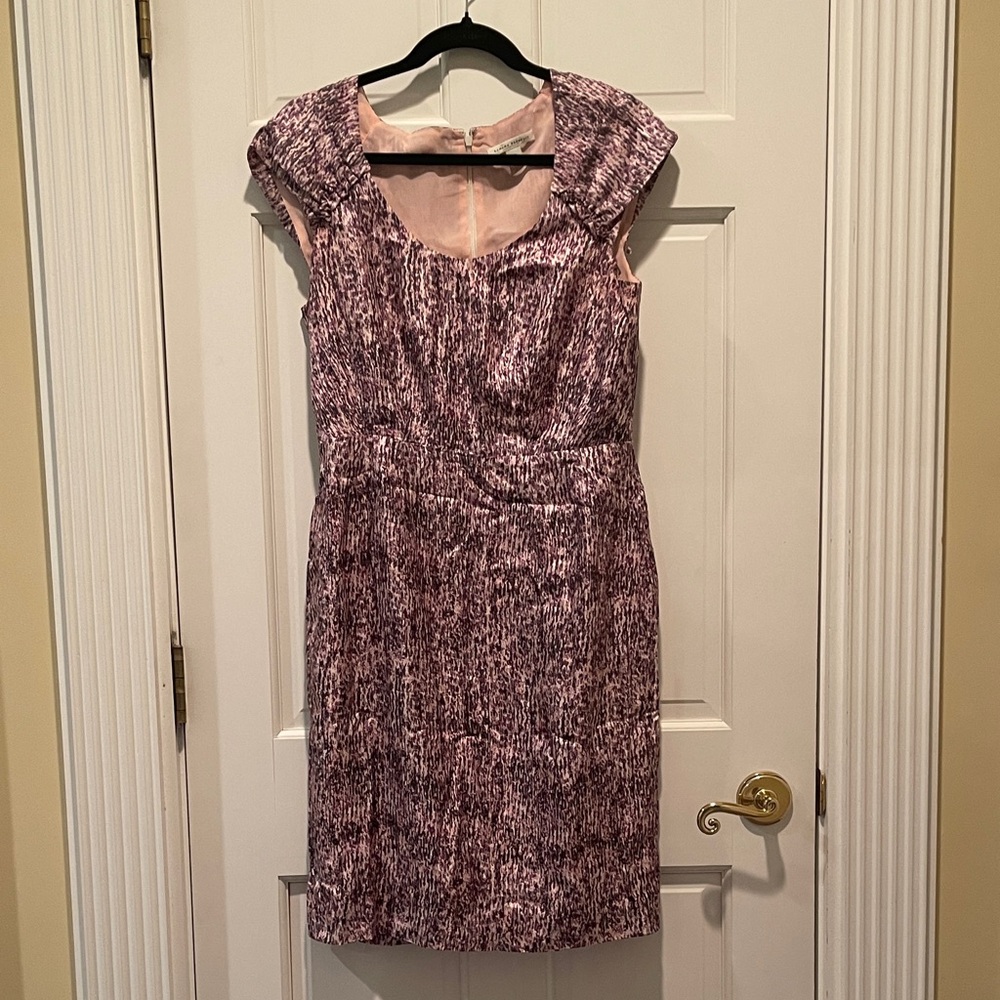 Banana Republic Textured Pink and Black Midi Dress